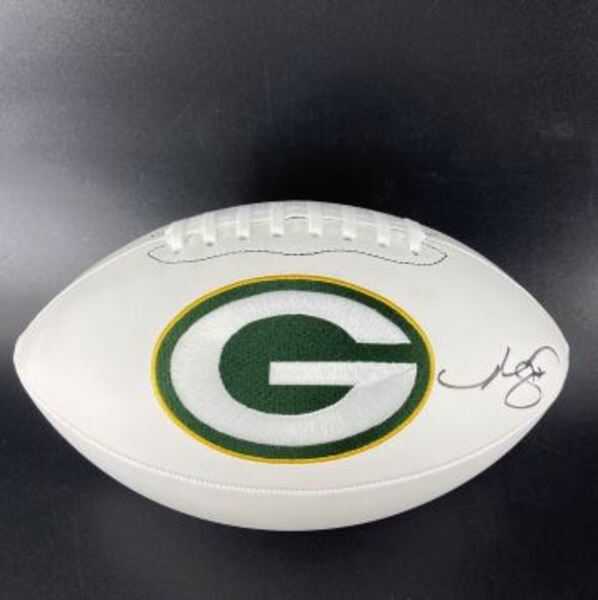 Packers - Romeo Doubs Signed Panel Ball With Stitched Packers Logo