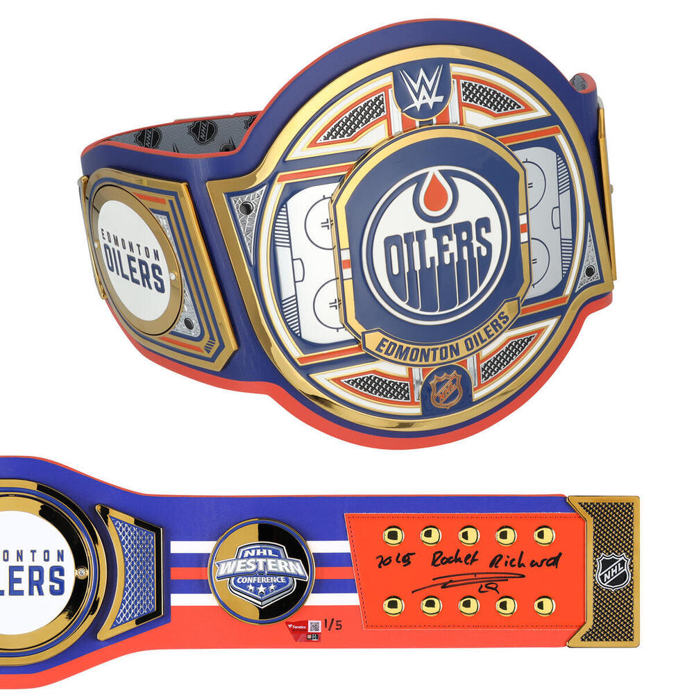 Leon Draisaitl Edmonton Oilers Autographed WWE Legacy Title Belt with 
