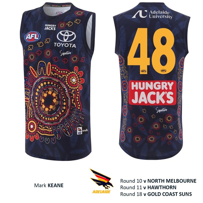 Photo of Mark Keane #48 Adelaide Crows 2026 First Nations Match-Worn Guernsey
