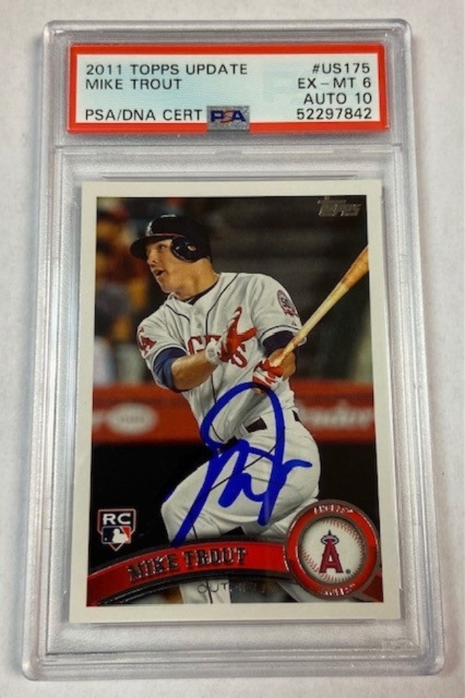 Mike Trout Autographed 2011 Topps Rookie Card - PSA/DNA 52297842