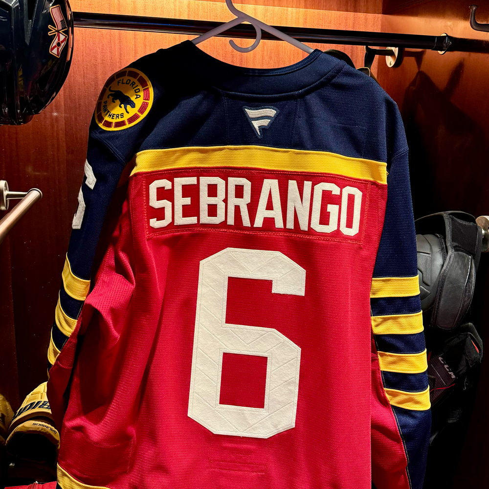 Donovan Sebrango Florida Panthers #6 2026 NHL Winter Classic Game-Issued Red Jersey - Size 56