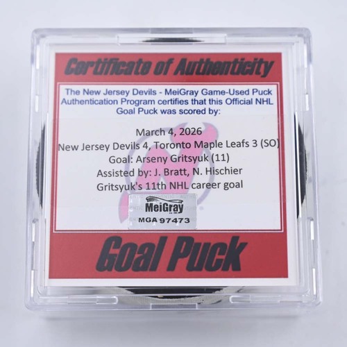 Image of Gritsyuk, Arseny - New Jersey Devils - March 4, 2026 vs. Toronto Maple Leafs (Devils Logo)
