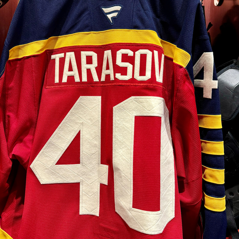 Daniil Tarasov Florida Panthers #40 2026 NHL Winter Classic Player-Worn Red Jersey - Worn During the 1st Period on January 2, 2026 - Size 58G - Backup Goalie