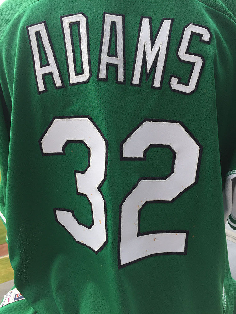 Cardinals Authentics: Matt Adams Worn Green St. Patrick's Day