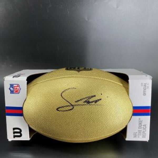 NFL - Giants Francis Mauigoa Signed Gold Composite Football