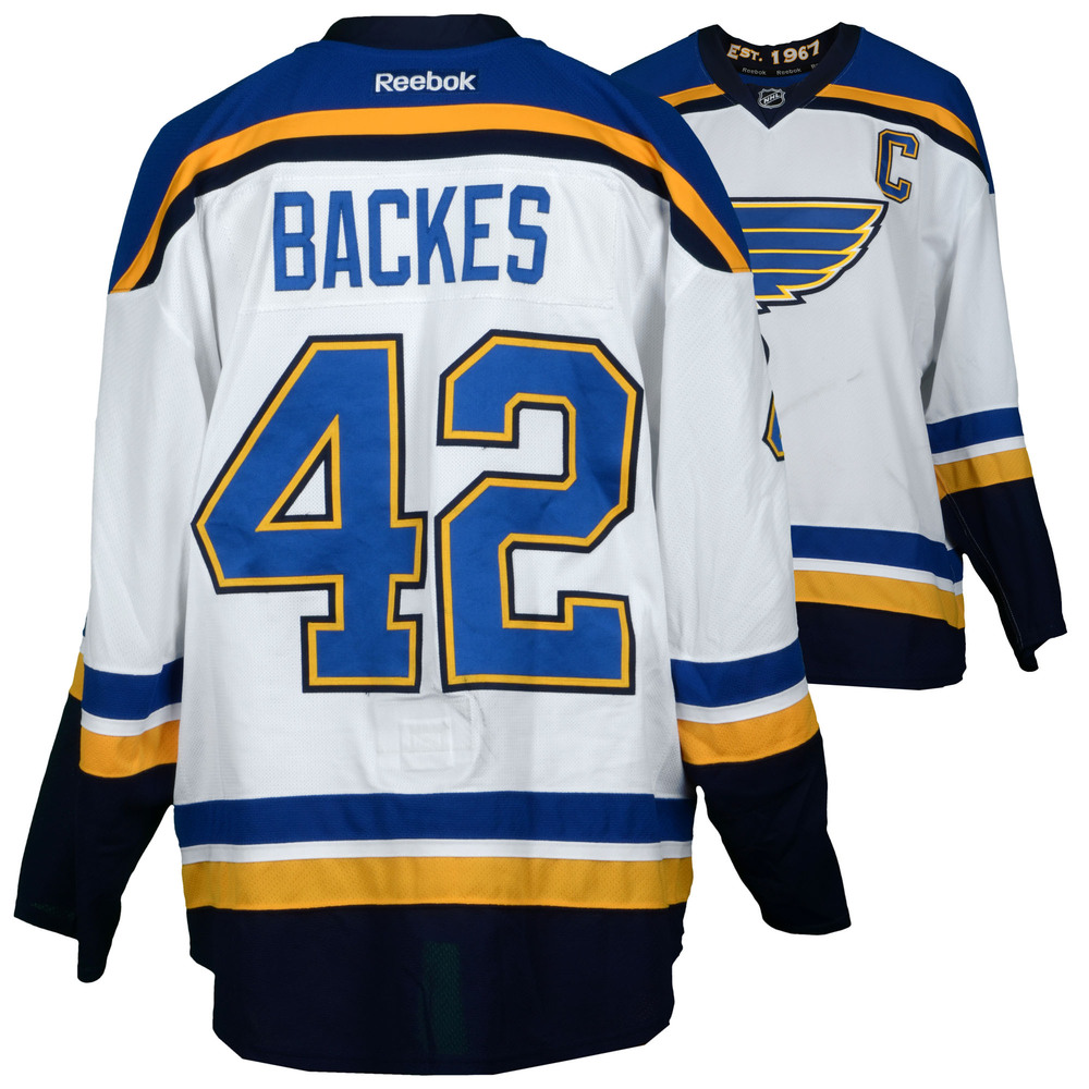 David Backes St. Louis Blues GameUsed 201516 Set 2 Road White Jersey