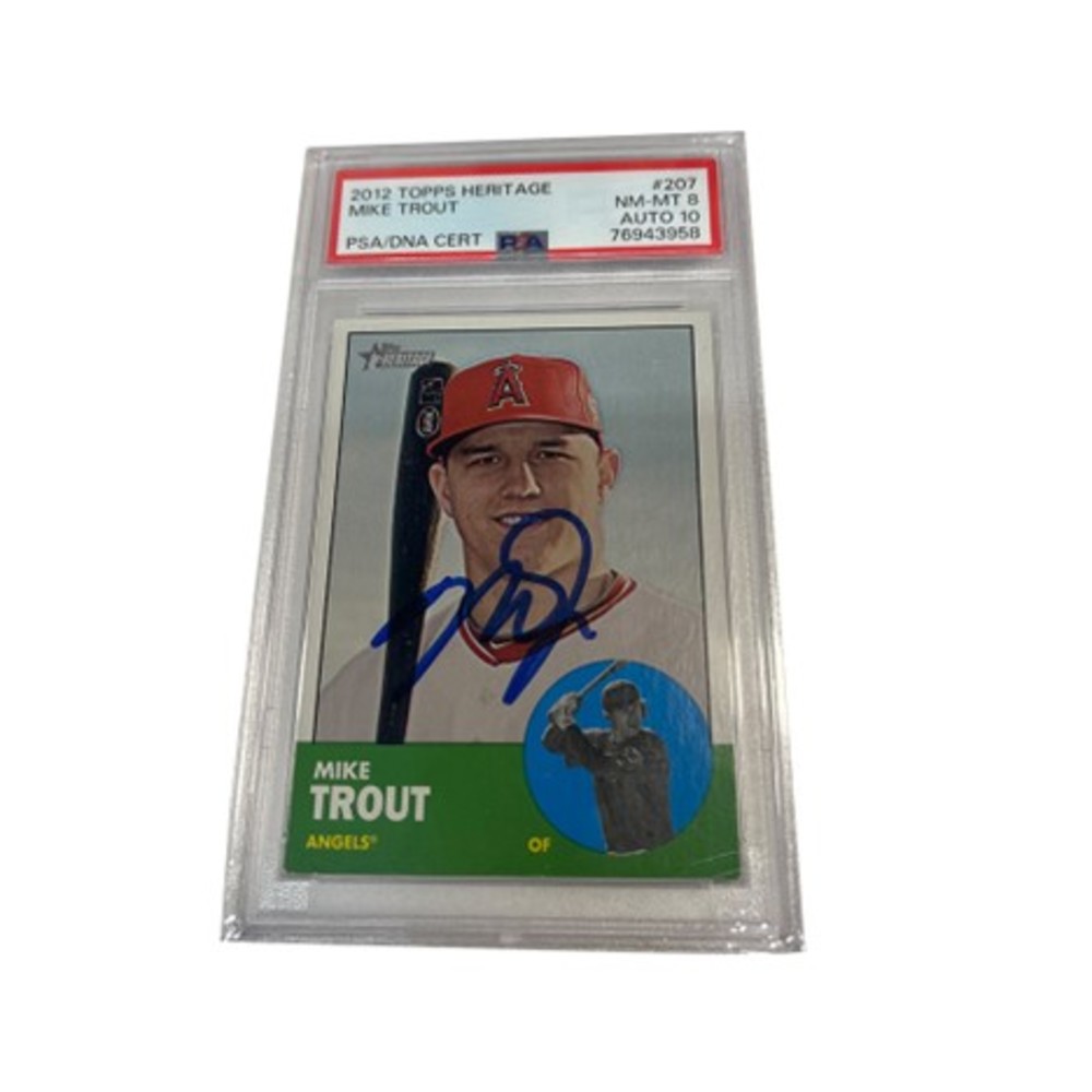 Mike Trout Autographed 2012 Topps Heritage PSA NM-MT 8 Auto