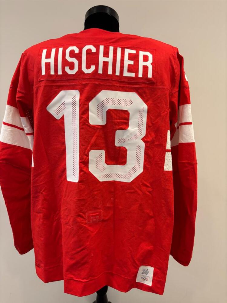 Nico Hischier Switzerland Game-Used Red Jersey worn v. Czechia on February 15, 2026, as a part of the 2026 Milano Cortina Winter Games.