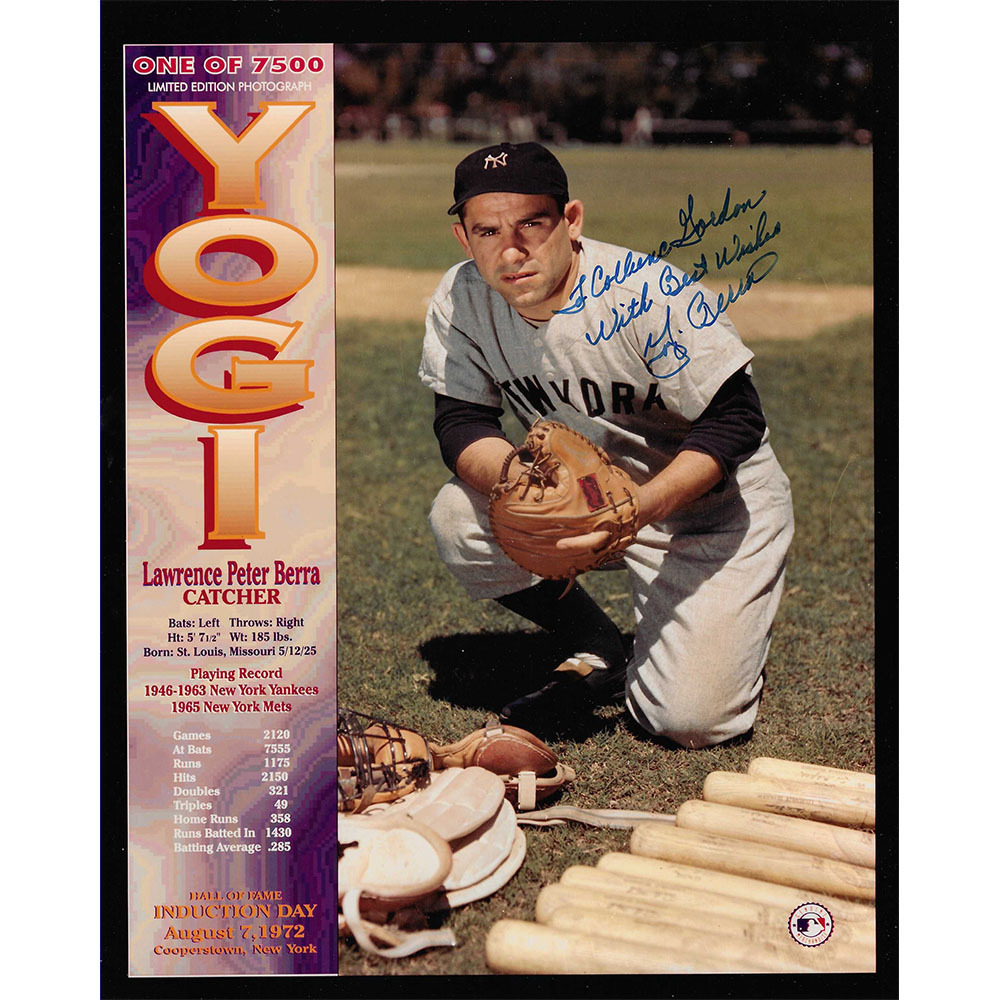 Yogi Berra Autographed 8X10 Photo - Personalized to Gordie & Colleen Howe