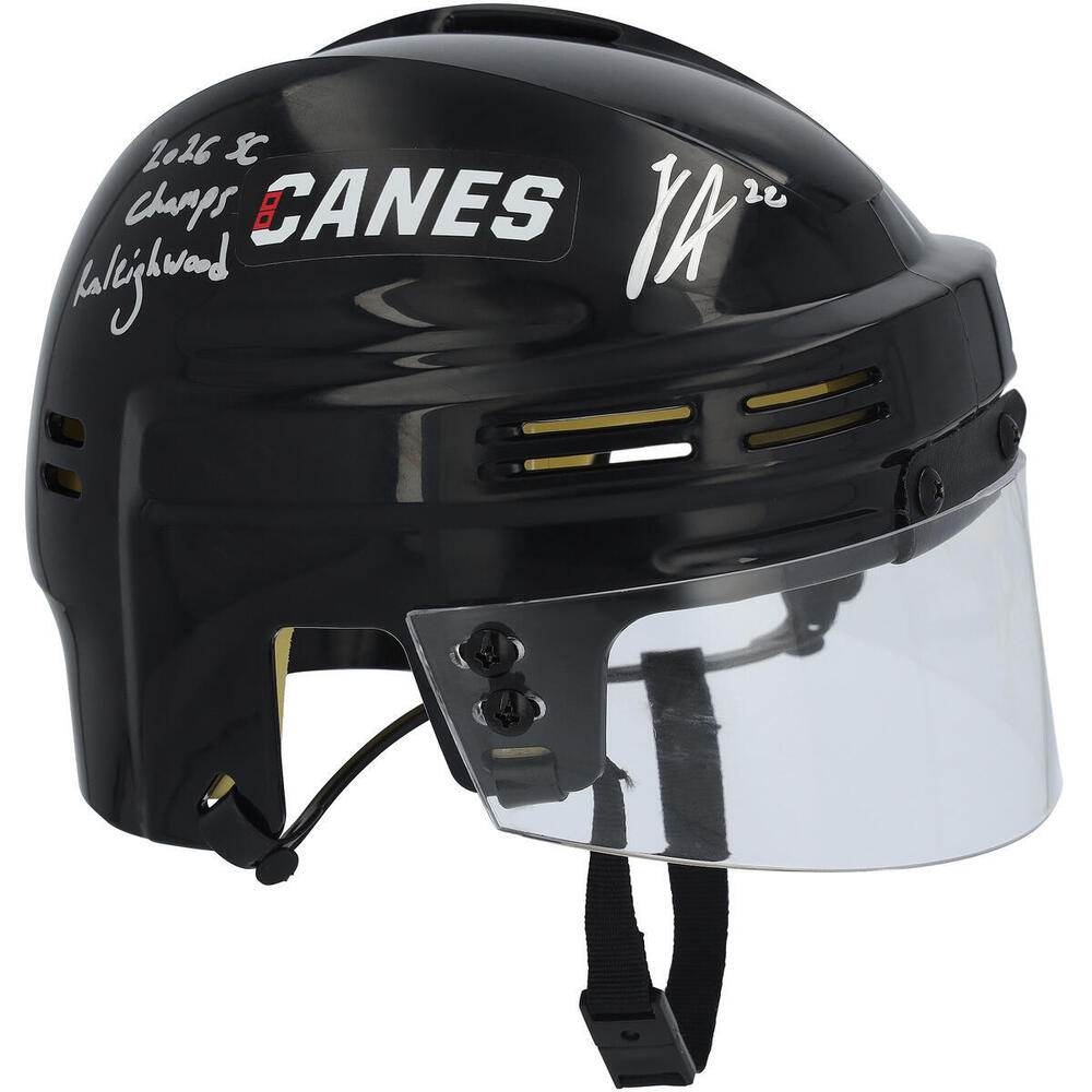 Logan Stankoven Carolina Hurricanes Autographed Black Mini Helmet with Multiple Inscriptions - Limited Edition of 5