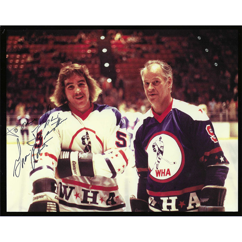Gordie Roberts Autographed WHA All-Star Game 8X10 Photo - Personalized to Gordie Howe