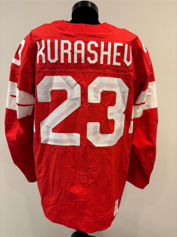 Philipp Kurashev Switzerland Game-Used Red Jersey worn v. Czechia on February 15, 2026, as a part of the 2026 Milano Cortina Winter Games.