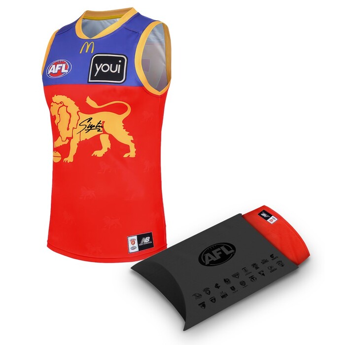 Shadeau Brain #34 Brisbane Lions Signed On Field Away Guernsey  