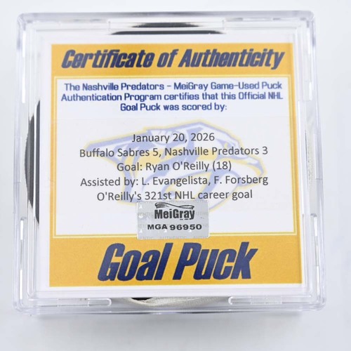 Image of O'Reilly, Ryan - Nashville Predators - January 20, 2026 vs. Buffalo Sabres (Predators Logo)
