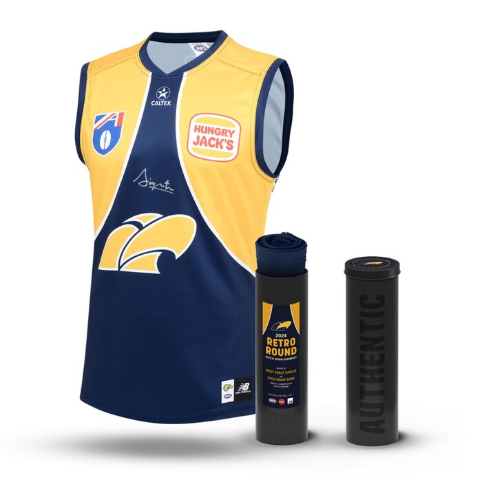 Coby Burgiel #45 West Coast Eagles Signed Retro Player Issue Guernsey