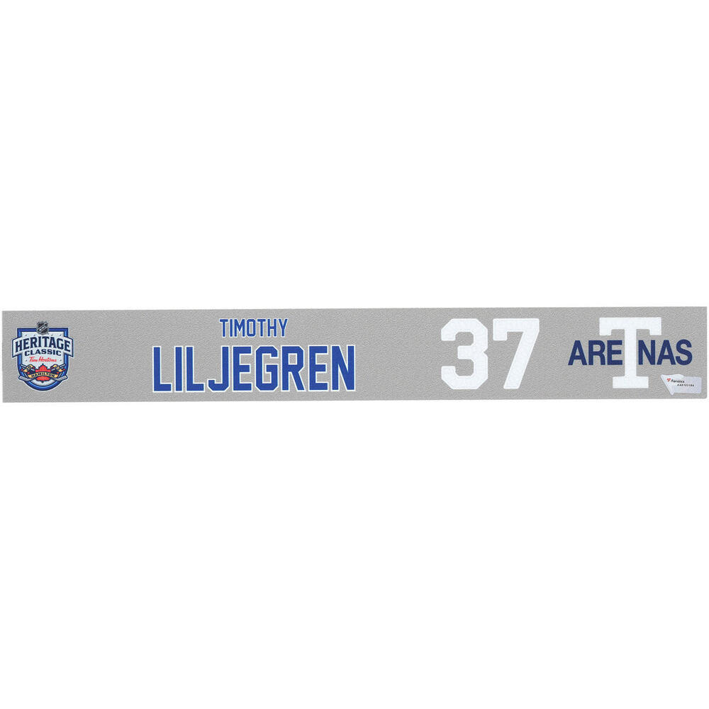 Timothy Liljegren Toronto Maple Leafs Player-Issued #37 Gray Nameplate vs. Buffalo Sabres on March 13, 2022
