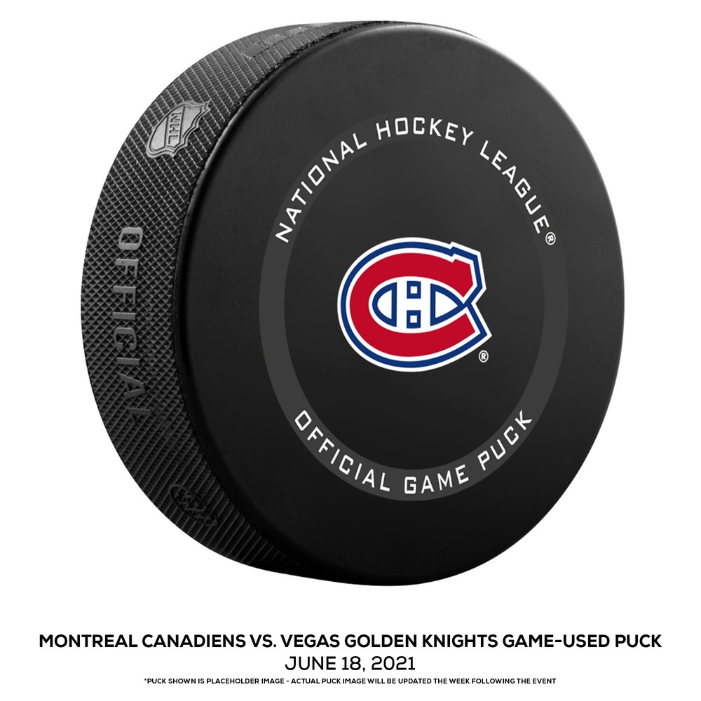 Montreal Canadiens vs. Vegas Golden Knights Game-Used Puck from Game 3 of the 2021 Stanley Cup Semifinal on June 18, 2021