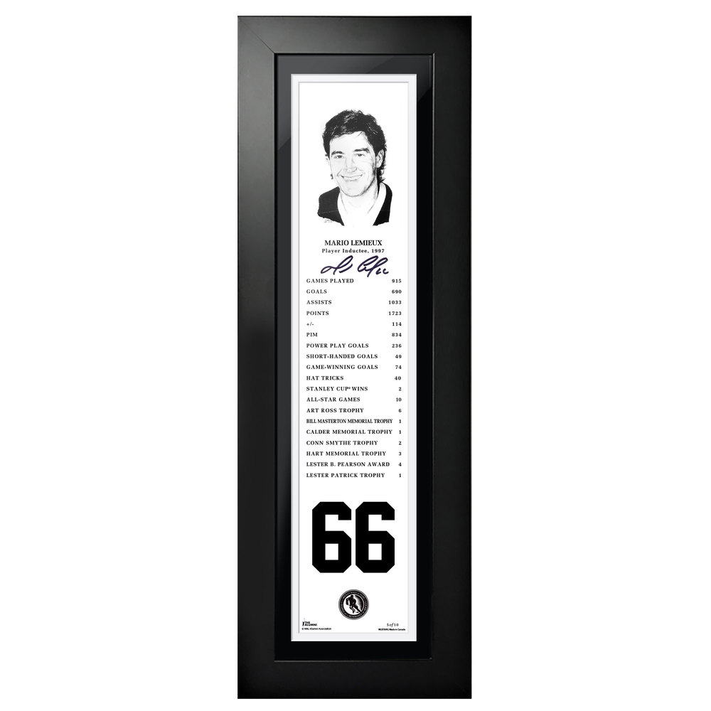 Mario Lemieux Autographed Legends Line Honoured Member Stats Frame