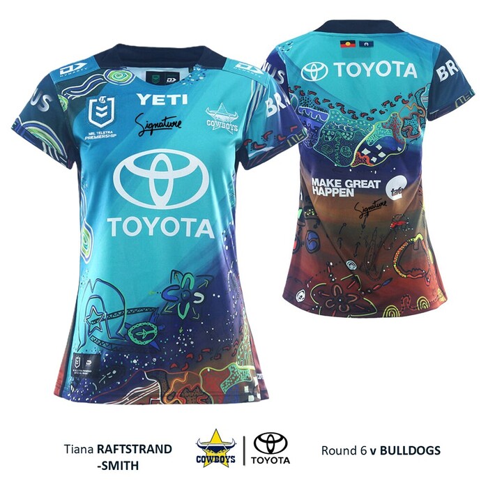 Photo of Tiana Raftstrand-Smith #19 North Queensland Cowboys 2026 Indigenous Jersey