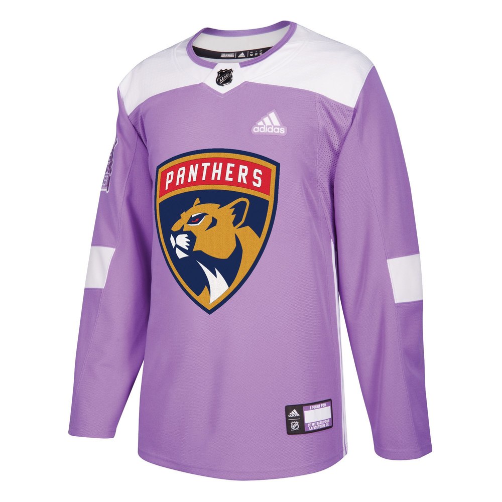Denis Malgin Florida Panthers 2018 Hockey Fights Cancer Night Autographed and Warm-Up Worn Jersey