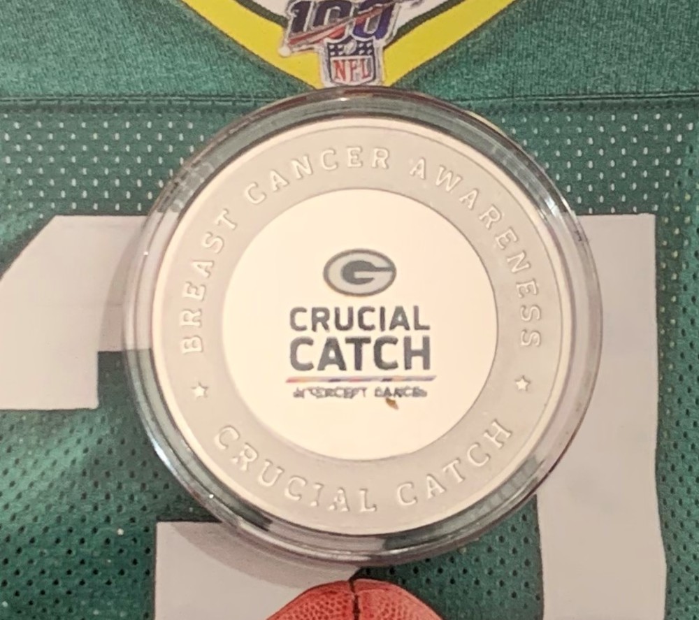 Crucial Catch - Packers Game Used Flip Coin Monday Night Football 10/14/19