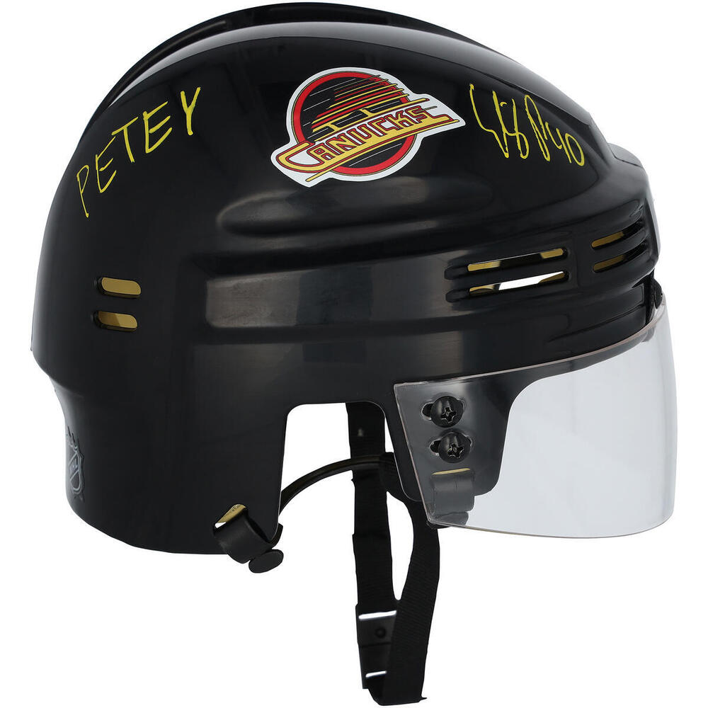 Elias Pettersson Vancouver Canucks Autographed Black Mini Helmet with 