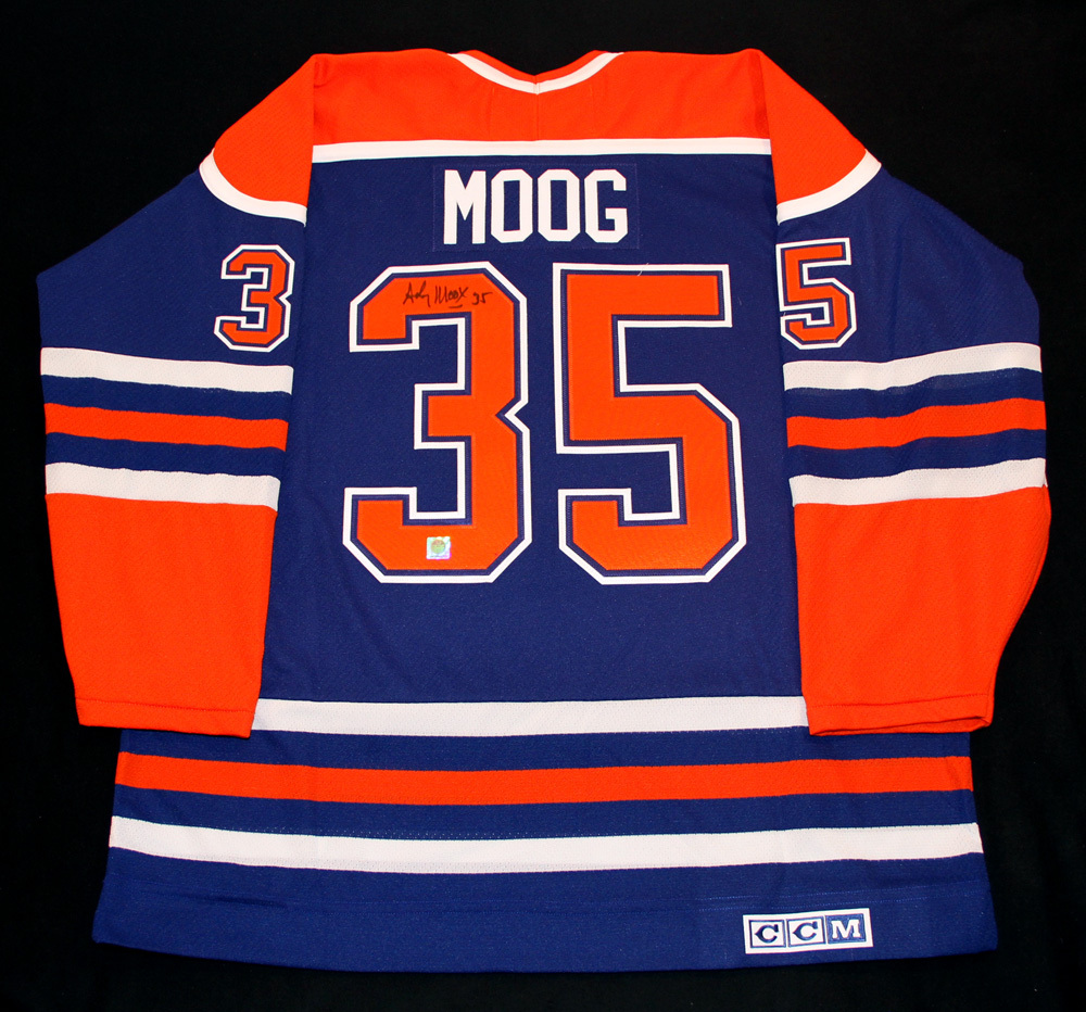 Andy Moog 35 Autographed Edmonton Oilers Vintage Royal Blue CCM
