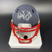 HOF - Oilers Robert Brazile Signed NFL Shield Mini Helmet with "HOF...