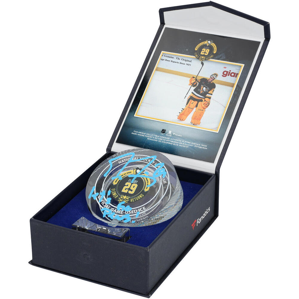 Marc-Andre Fleury Pittsburgh Penguins Autographed Return to Pittsburgh Crystal Puck with 