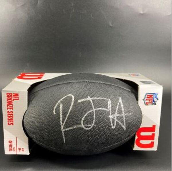 NFL - Broncos RJ Harvey Signed Black Composite Silver Series Football