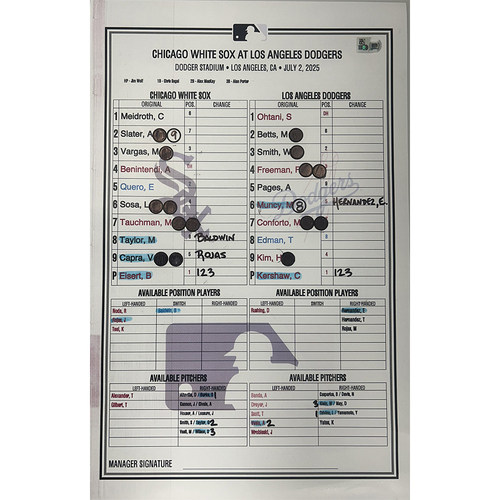 2015 MLB GAME USED LINE-UP CARDラインナップカード Authentic Game Used Lineup Card from 9/18/22 Boston Red Sox