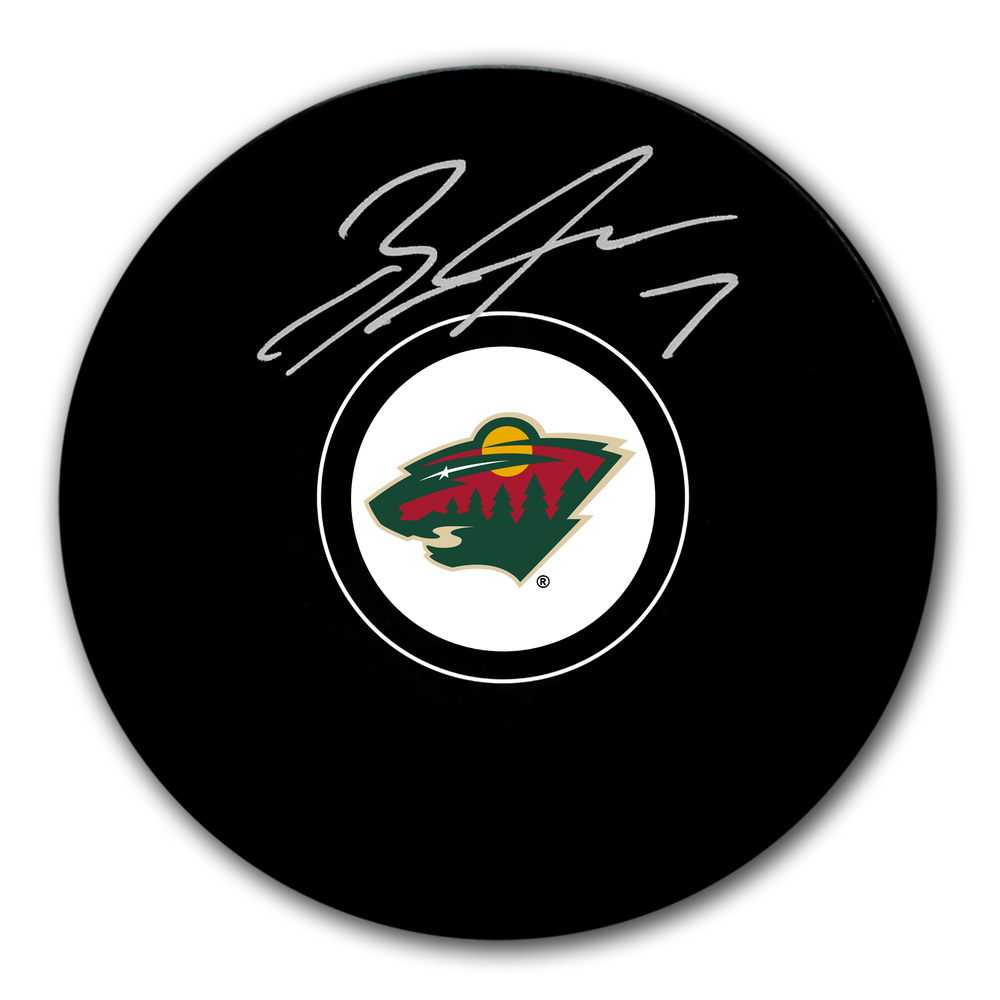 Brock Faber Minnesota Wild Autographed Puck