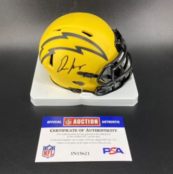 NFL - Chargers Omarion Hampton Signed Rave Mini Helmet