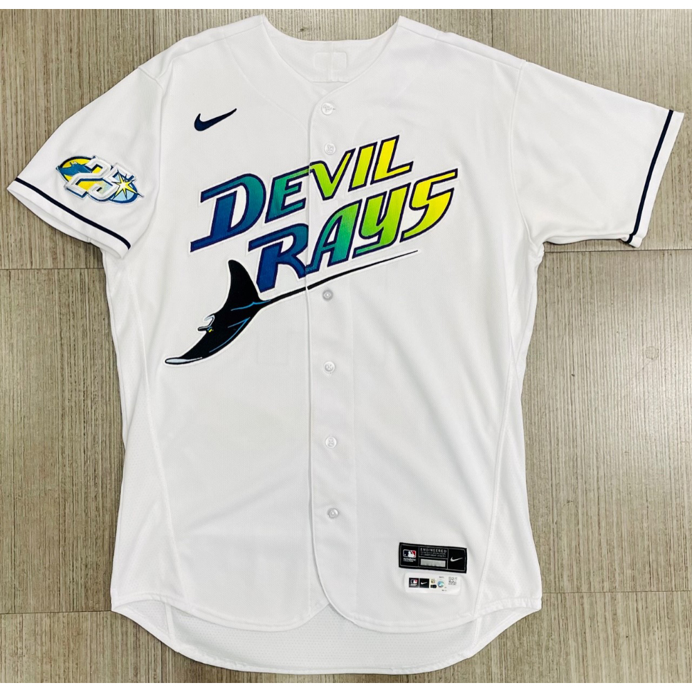 Game Used 25th Anniversary Opening Day & ALWC Devil Rays Jersey