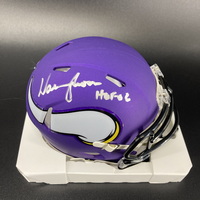 HOF - Vikings Warren Moon Signed Mini Helmet with "HOF 06" Ins...