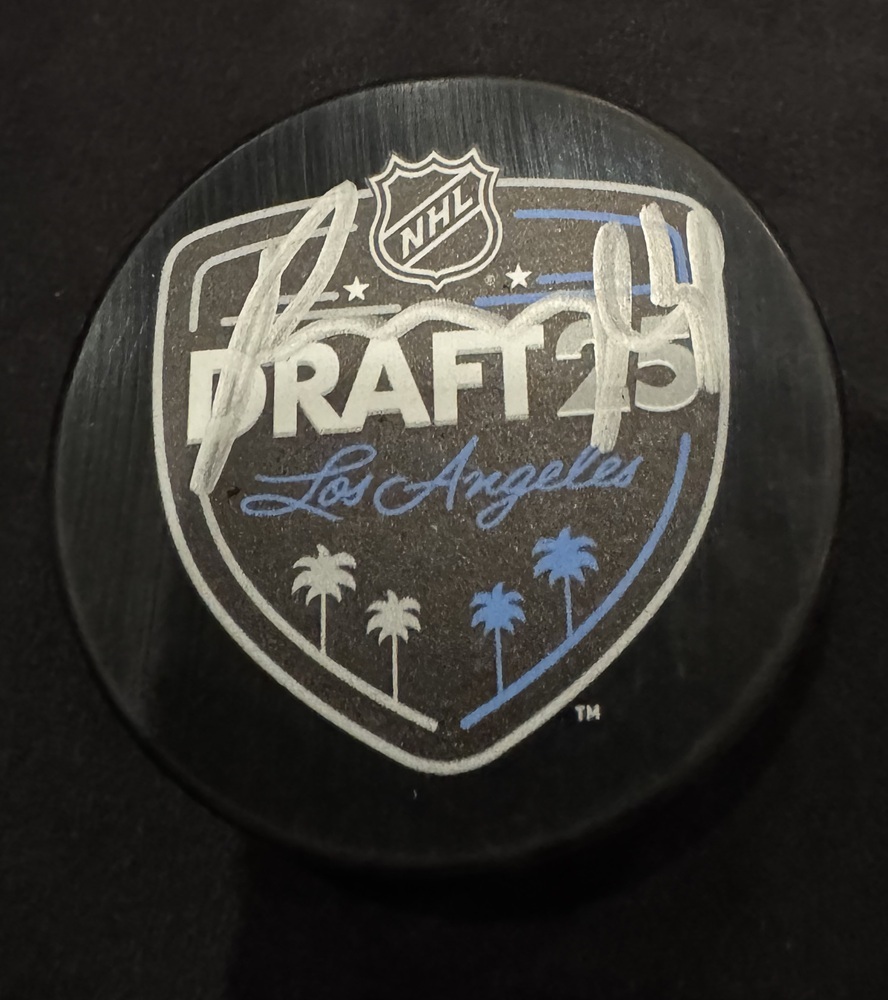 2025 NHL Draft Puck Autographed by #6 Pick in the Draft - Porter Martone - Philadelphia Flyers