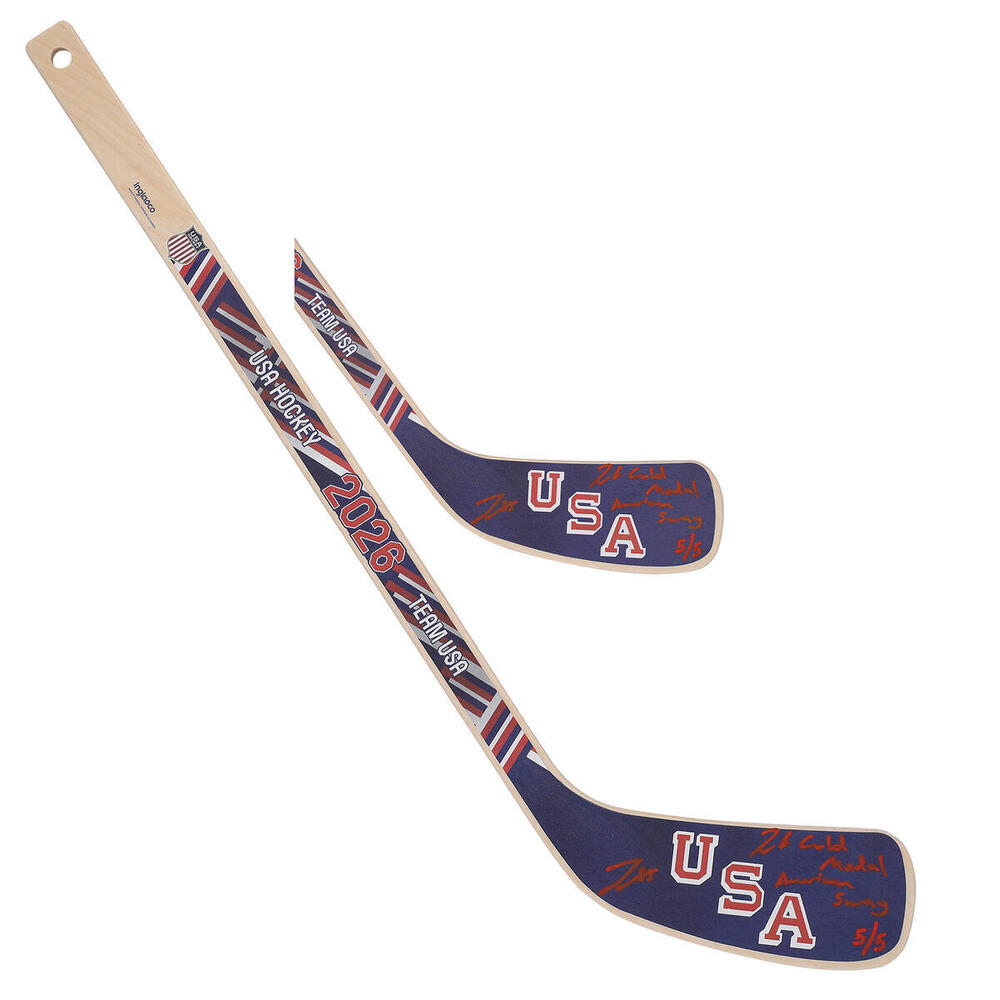Jake Sanderson Team USA Autographed 2026 Olympics Mini Wood Stick with Multiple Inscriptions - Limited Edition of 5