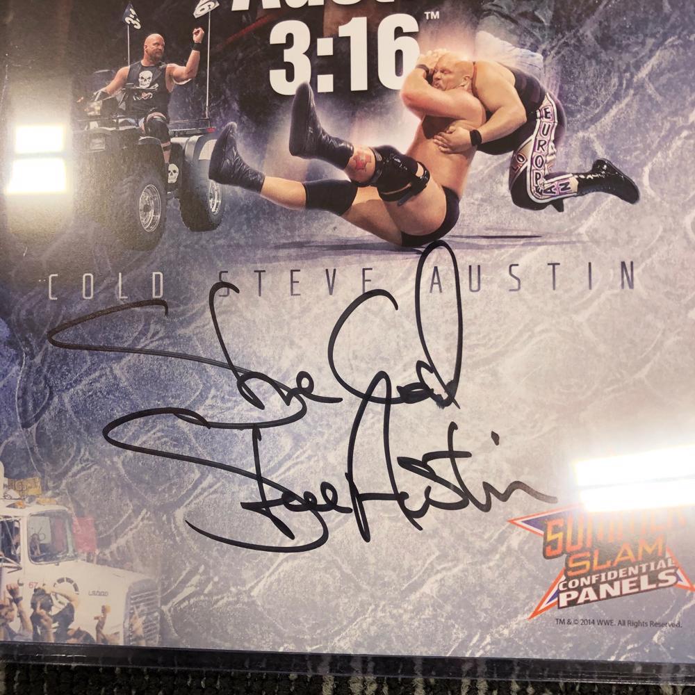 Stone Cold Steve Austin SIGNED 11x18 Photo Print WWE Auction