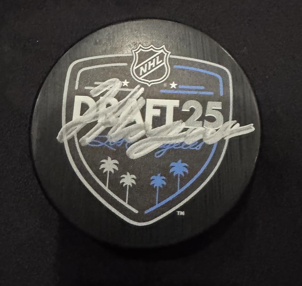 2025 NHL Draft Puck Autographed by #7 Pick in the Draft - James Hagens - Boston Bruins