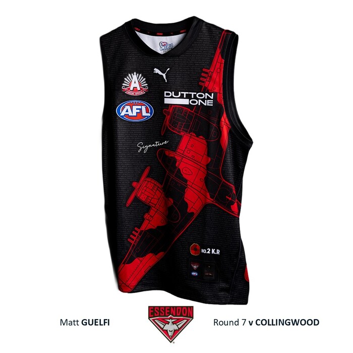 Photo of Matt Guelfi #35 Essendon 2026 ANZAC Guernsey 