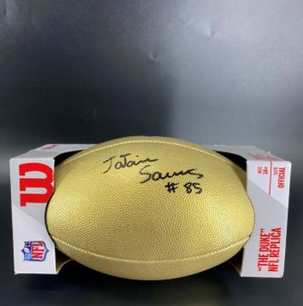 NFL - Panthers Ja'Tavion Sanders Signed Gold Composite Football