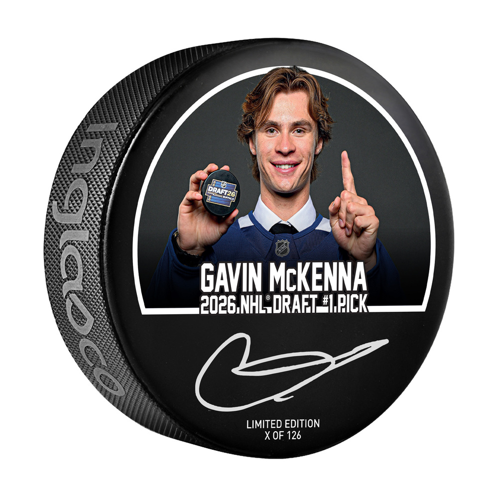 Gavin McKenna Toronto Maple Leafs Autographed 2026 NHL Draft #1 Pick Hockey Puck - Limited Edition #1 of 126