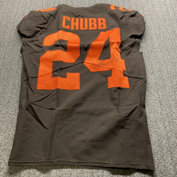 STS - Browns Nick Chubb Signed Game Issued Jersey 2022 Season Size 42 Wi...