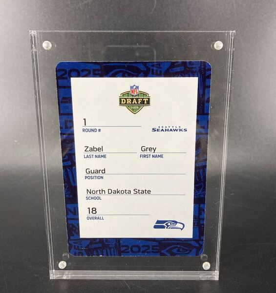 NFL - Seahawks Grey Zabel Special Edition 2025 Draft Card 1 of 2