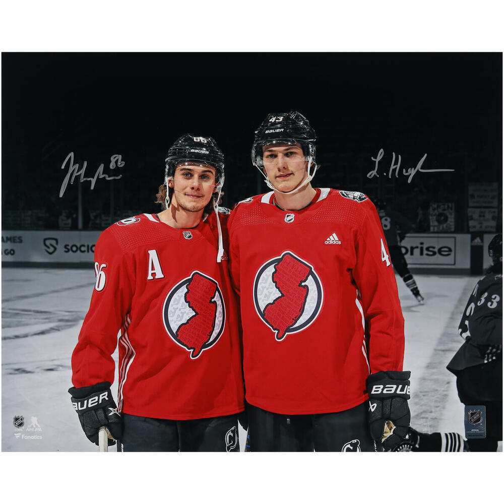 Jack Hughes and Luke Hughes New Jersey Devils Autographed 16