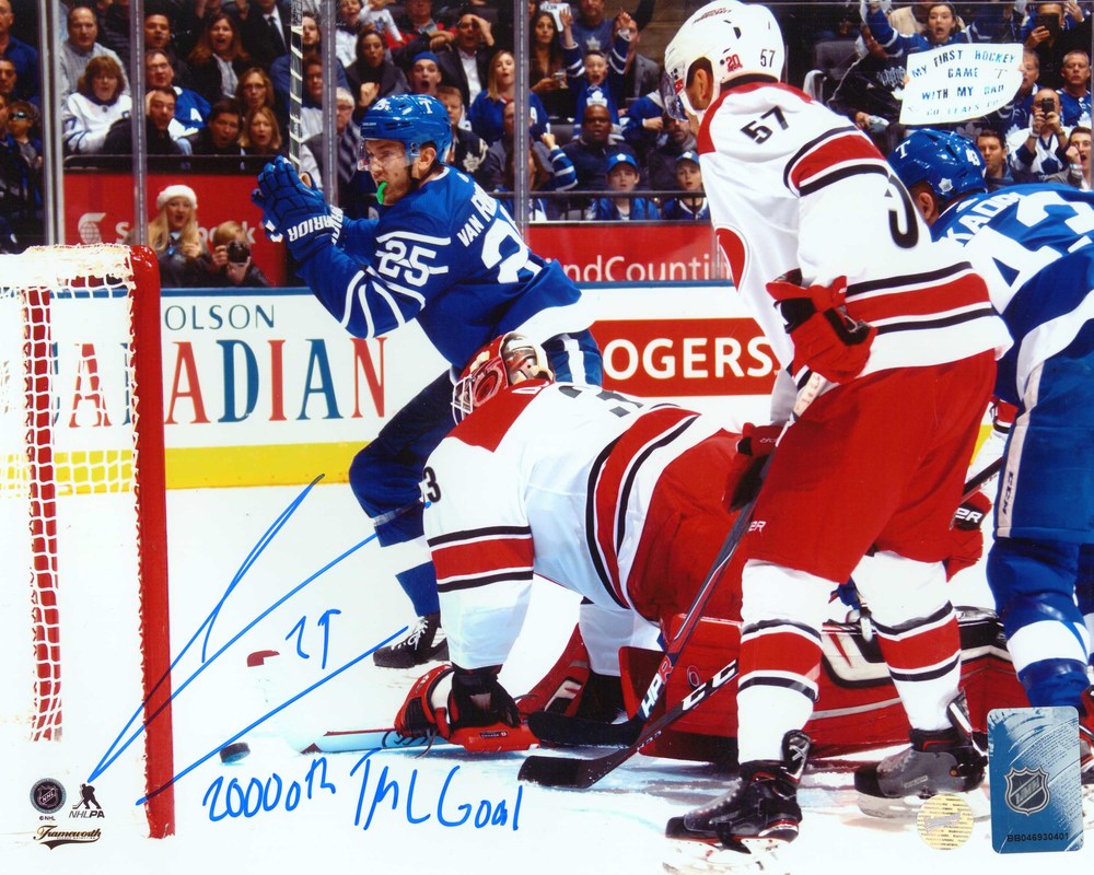 James Van Riemsdyk - Signed 8x10 Unframed Maple Leafs Scoring-H Insc. 20,000th TML Goal