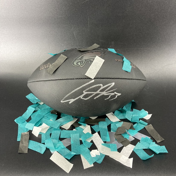 NFL - Eagles Cooper DeJean Signed Black Composite Football With Eagles L...