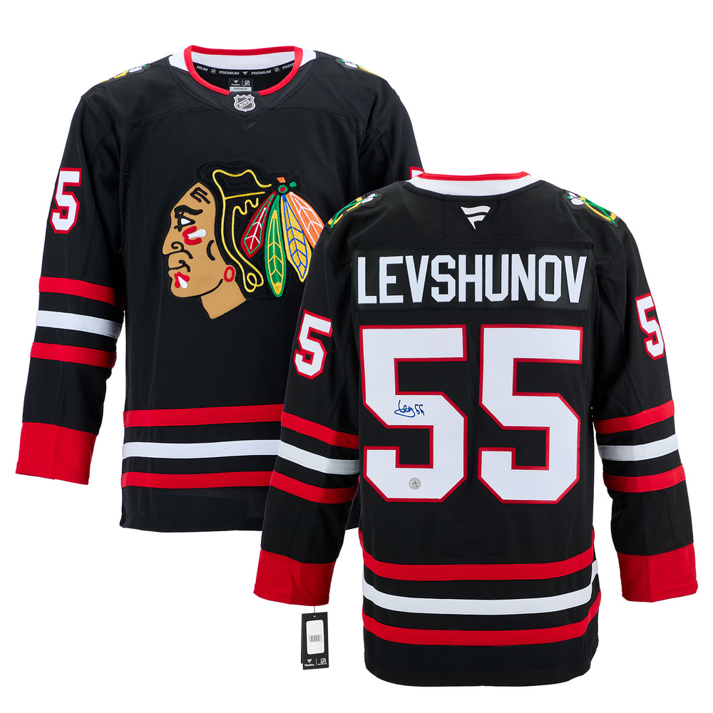 Artyom Levshunov Signed Chicago Blackhawks Alt Black Fanatics Premium Jersey