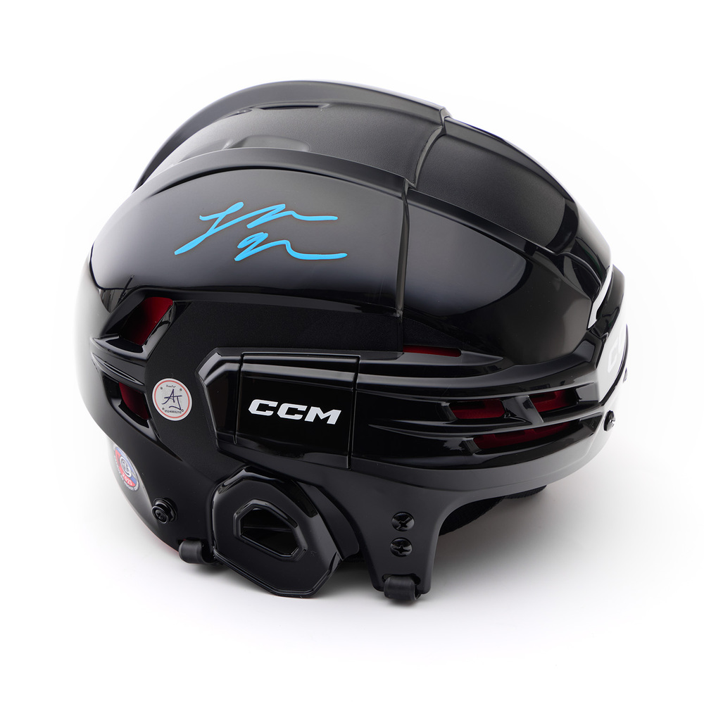 Logan Cooley Signed Black CCM Hockey Helmet