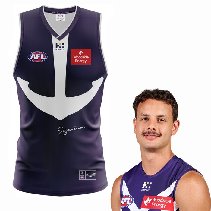 Photo of Heath Chapman #5 Fremantle 2025 Retro Purple Haze Match-Worn Guernsey